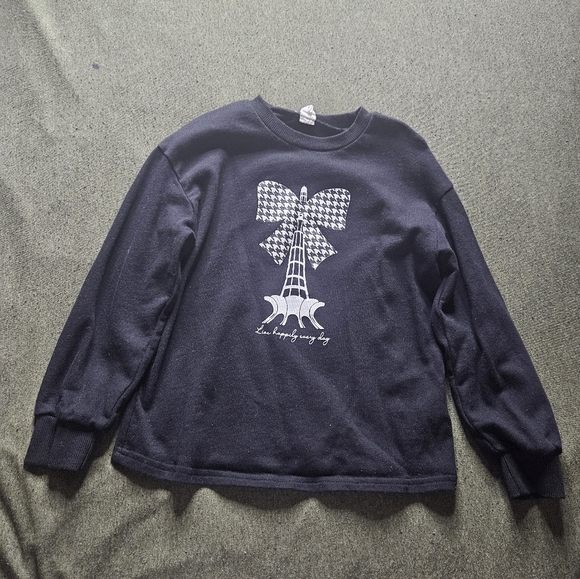 Shein Kids Girls Black W Bow Houndstooth w Graphic Design Size 7 - Picture 1 of 3